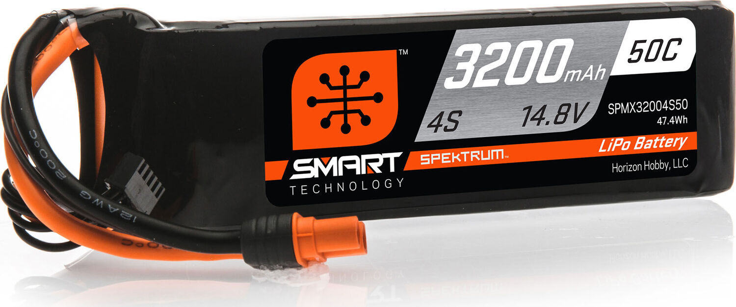 14.8V 3200mAh 4S 50C Smart LiPo Battery: IC3